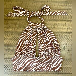 π
Womanβs Brown and White Halter Top π